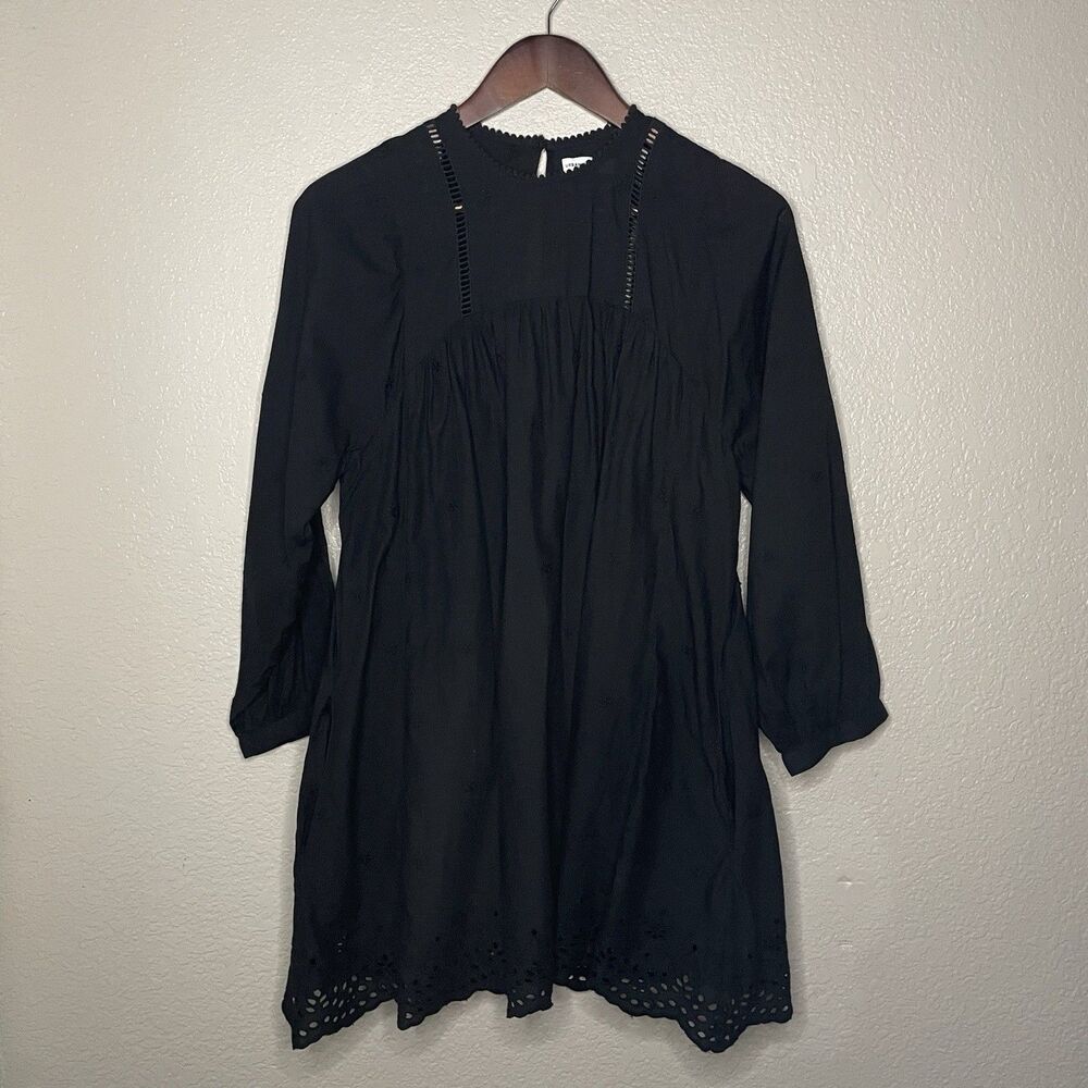 Urban Outfitters Small Black Beatrice Cotton Eyelet Babydoll Romper Boho Hippie